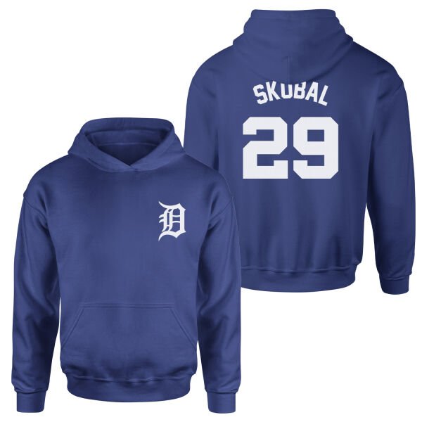 Tarik Skubal 29 Detroit Tigers Jersey Hoodie M - İndigo Mavisi