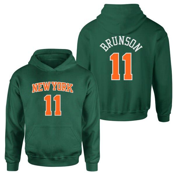 Jalen Brunson 11 New York Hoodie S - Nefti Yeşili