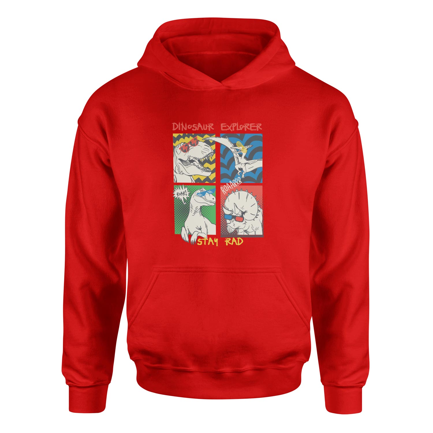 Dinosaur Explorer Hoodie S - Kırmızı