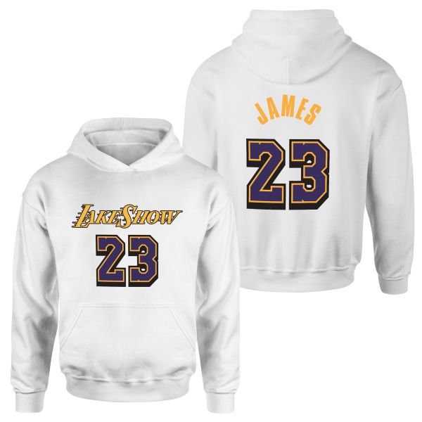LeBron James 23 LakeShow Hoodie L - Beyaz