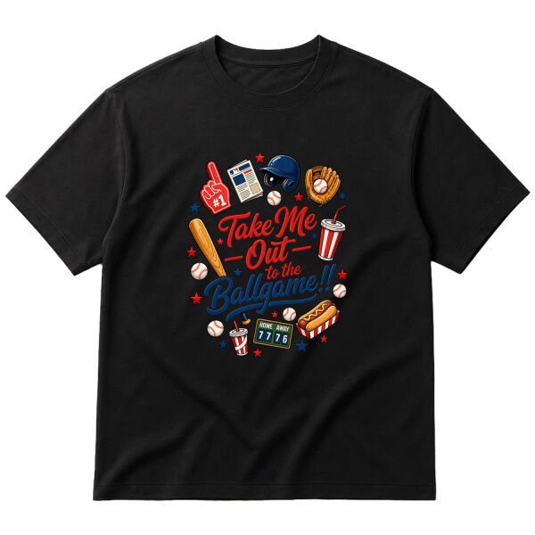 Take Me Out To The Ballgame Oversize Tişört M - Siyah