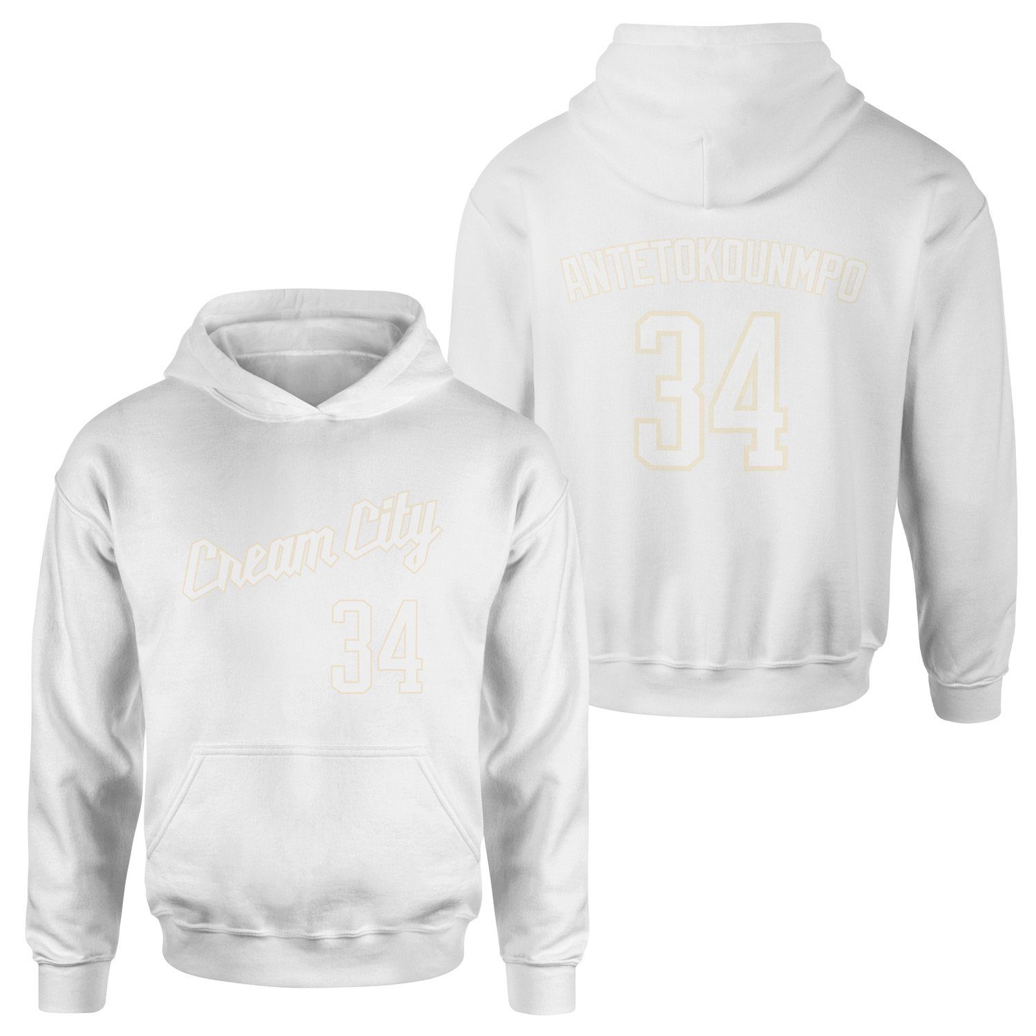 Giannis Antetokounmpo Milwaukee Forma Hoodie L - Beyaz