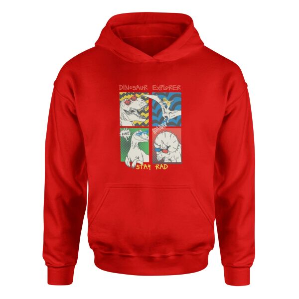 Dinosaur Explorer Hoodie L - Kırmızı