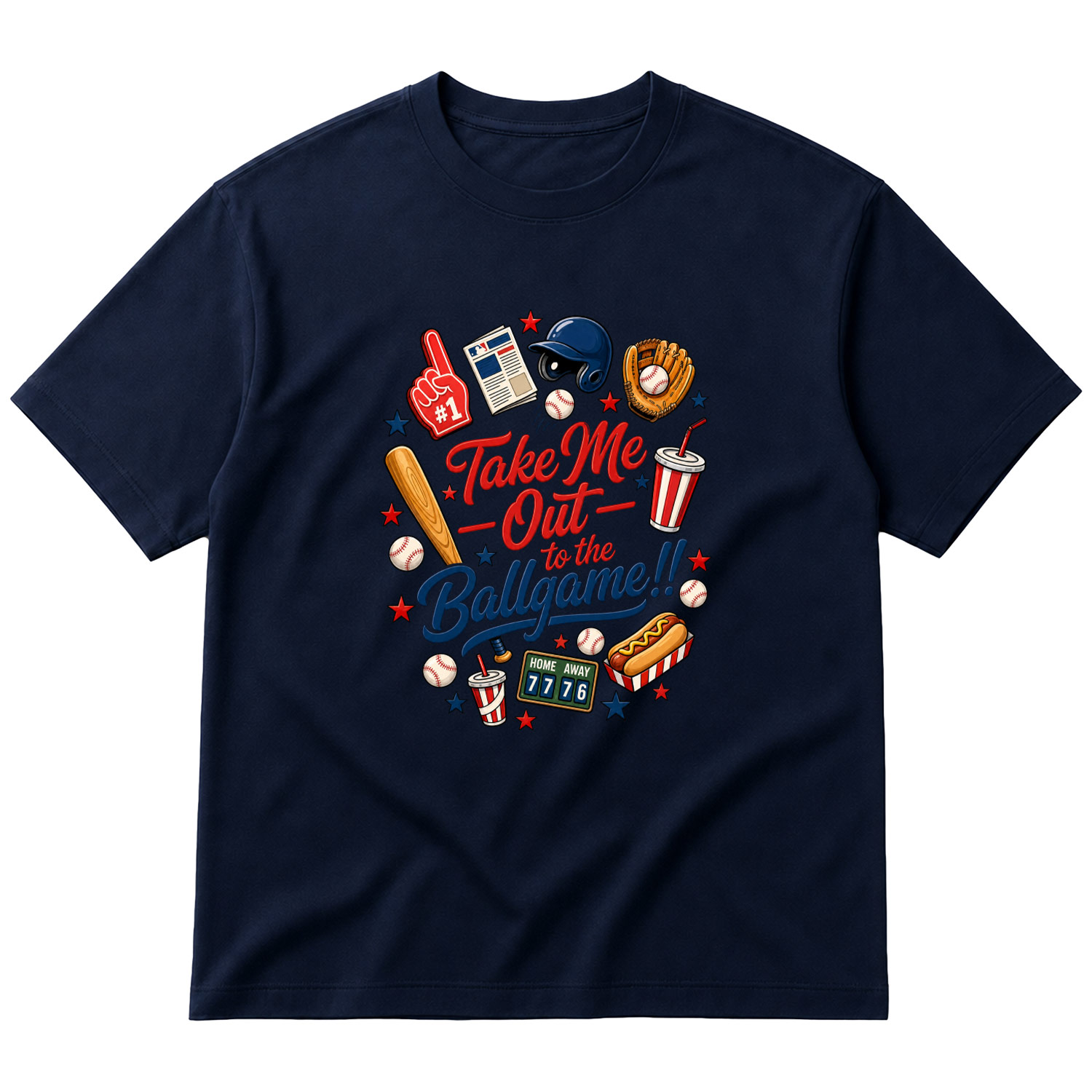 Take Me Out To The Ballgame Oversize Tişört S - İndigo Mavisi