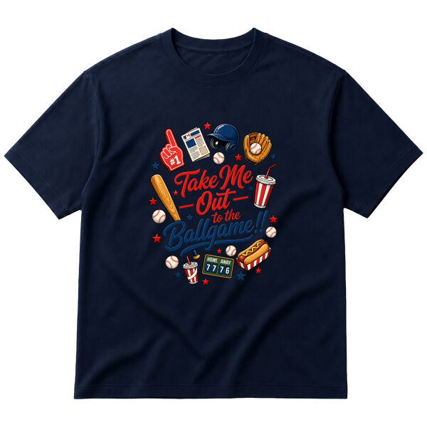 Take Me Out To The Ballgame Oversize Tişört S - İndigo Mavisi
