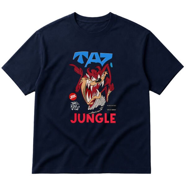 Taz The King of Jungle Oversize Tişört M - İndigo Mavisi