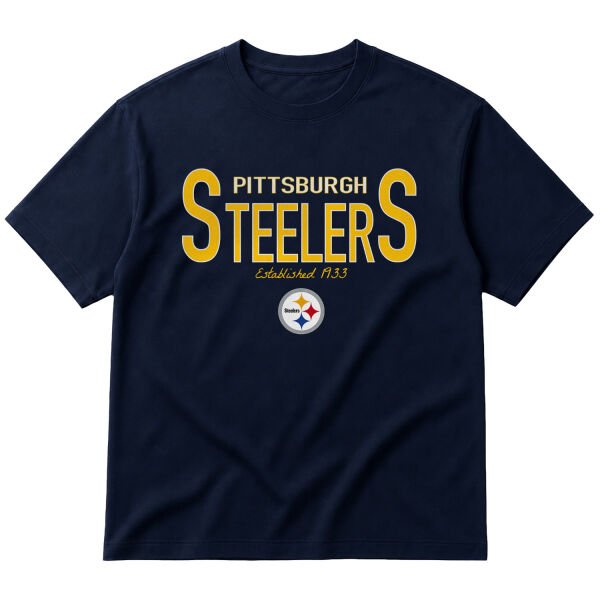 Pittsburgh Steelers Established 1933 Oversize Tişört L - İndigo Mavisi