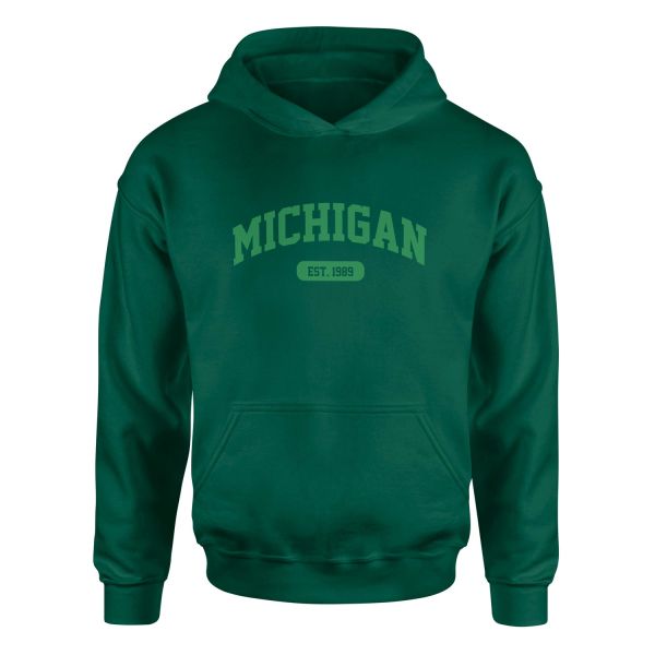 Michigan EST. 1989 Hoodie M - Nefti Yeşili