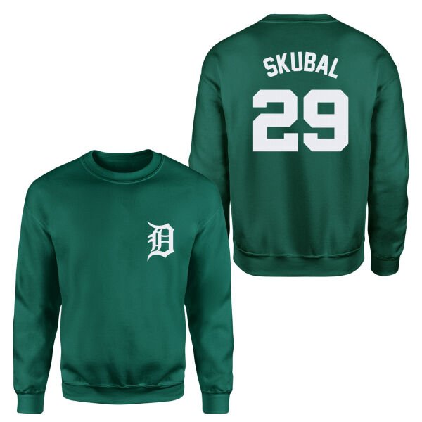 Tarik Skubal 29 Detroit Tigers Jersey Sweatshirt XL - Nefti Yeşili