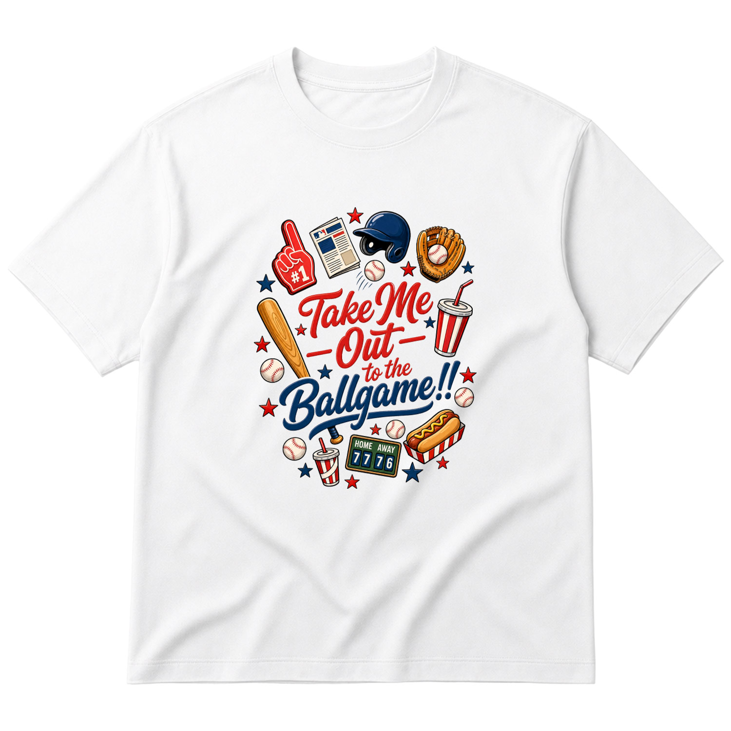 Take Me Out To The Ballgame Oversize Tişört L - Beyaz