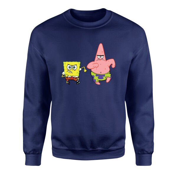 Sünger Bob ve Patrick Sweatshirt XL - Lacivert