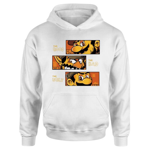 Mario Bros The Good, Bad & Ugly Hoodie S - Beyaz