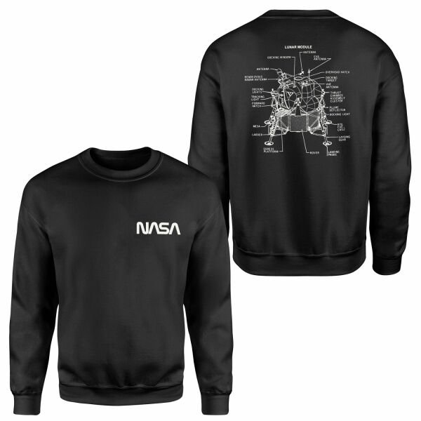 NASA Lunar Module Diagram Sweatshirt L - Siyah