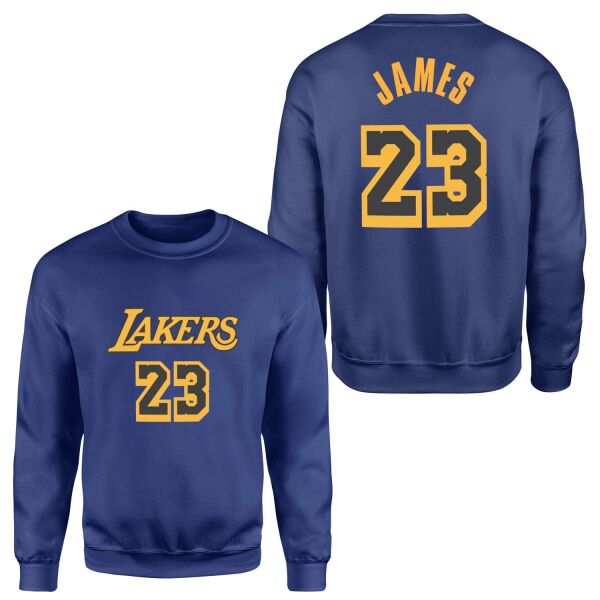 LeBron James 23 Lakers Black Sweatshirt L - İndigo Mavisi