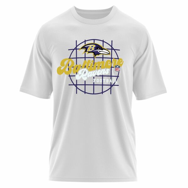 Baltimore Ravens Purple Thunder Oversize Tişört M - Beyaz