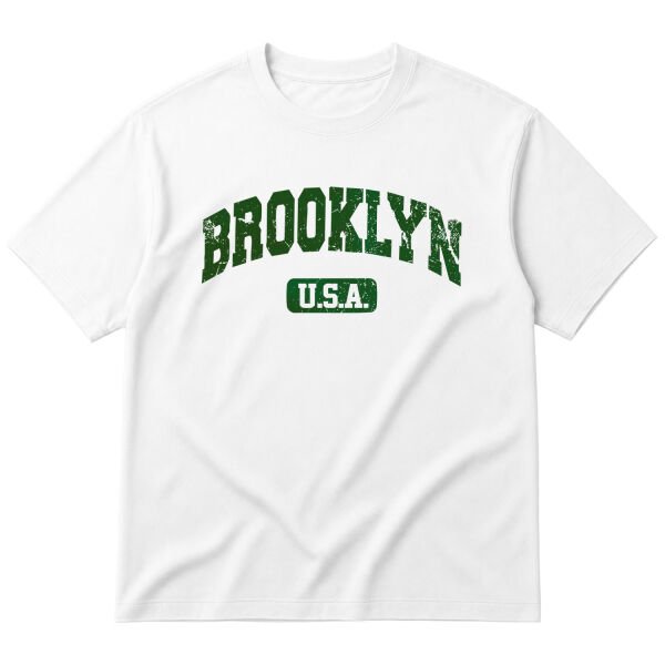 Brooklyn, USA Oversize Tişört L - Beyaz