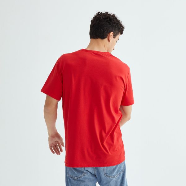 Baskısız Düz Casual Tişört S - Kırmızı