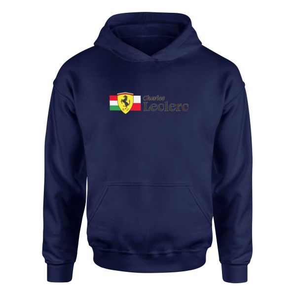 Charles Leclerc ITA-MON Elegant Hoodie S - İndigo Mavisi