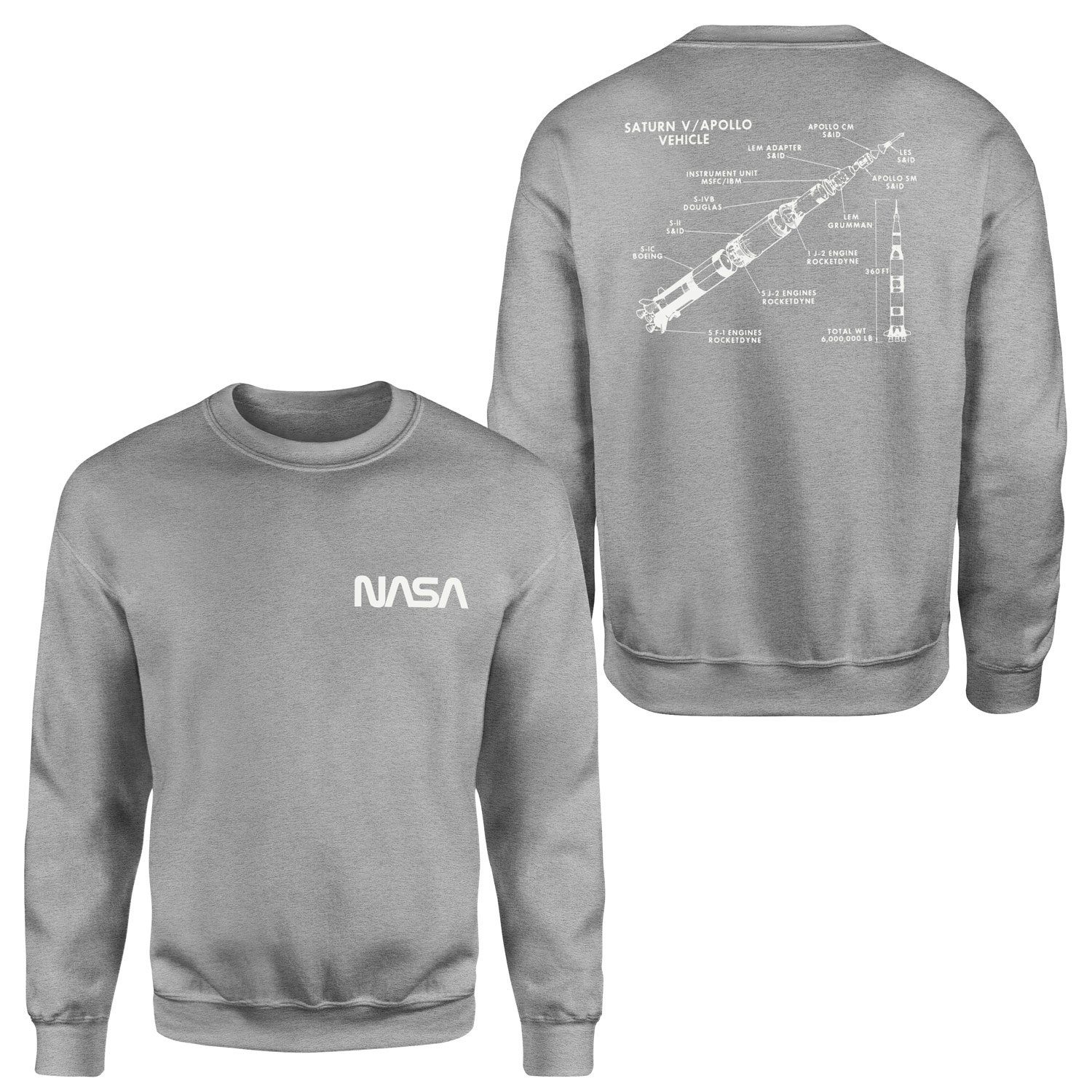 NASA Saturn V Diagram Sweatshirt XL - Gri