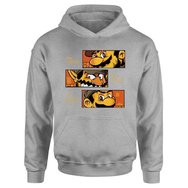Mario Bros The Good, Bad & Ugly Hoodie M - Gri