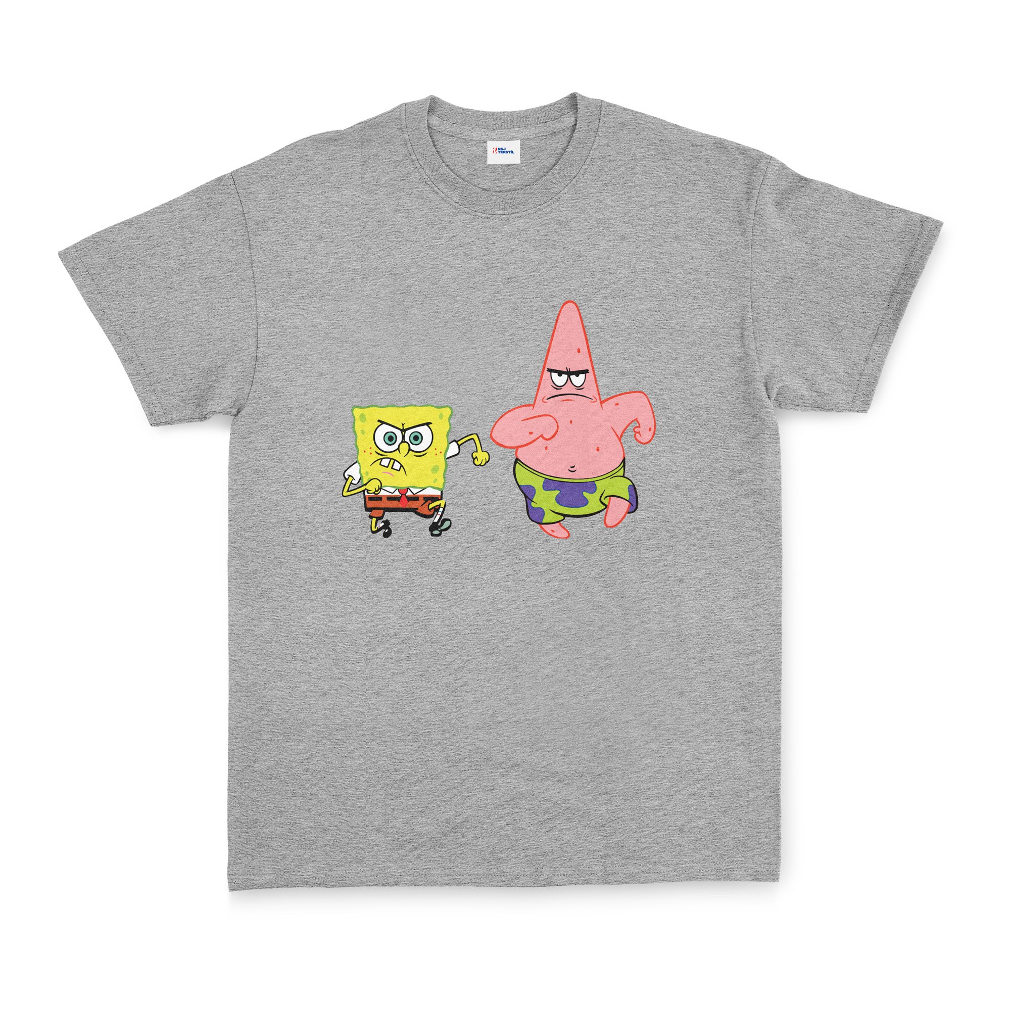 Sünger Bob ve Patrick Tişört XXL - Gri