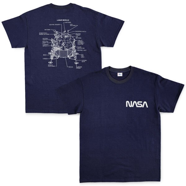 NASA Lunar Module Diagram Tişört XXL - İndigo Mavisi