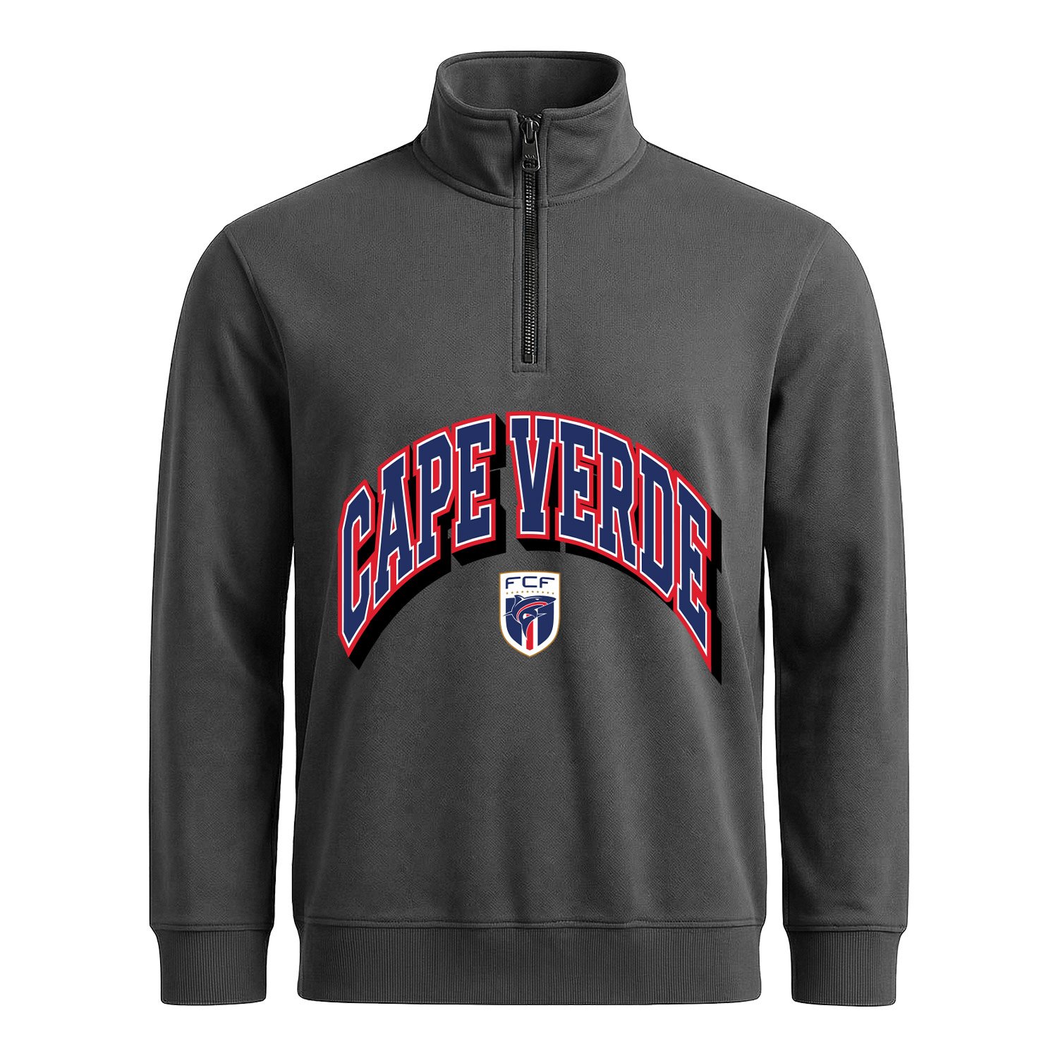 Cape Verde 2026 Varsity Yarım Fermuarlı Sweatshirt XXL - Füme