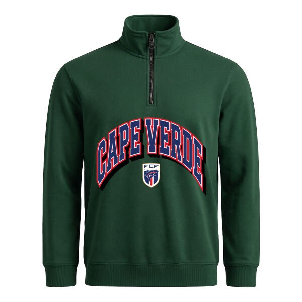 Cape Verde 2026 Varsity Yarım Fermuarlı Sweatshirt S - Nefti Yeşili