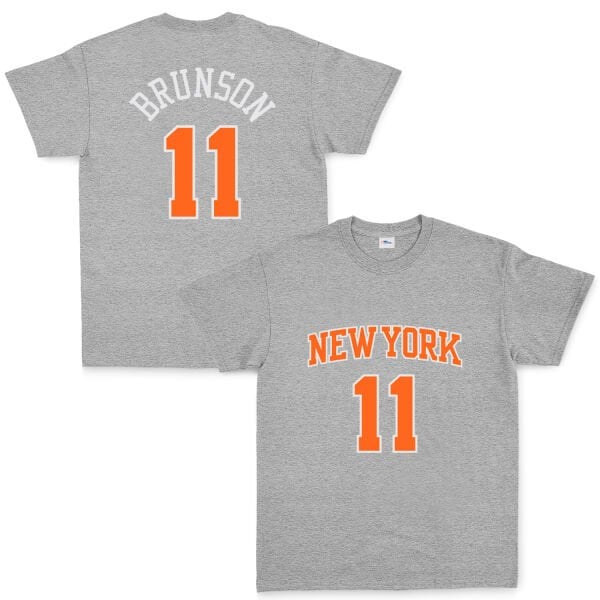 Jalen Brunson 11 New York Tişört L - Gri
