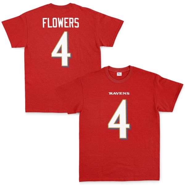Zay Flowers Baltimore Ravens Tişört XL - Kırmızı