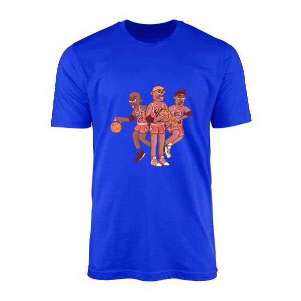 Jordan, Pippen, Rodman II Tişört L - Mavi