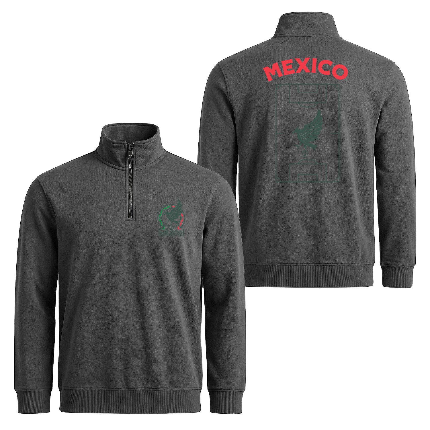 Meksika Dünya Kupası 2026 Yarım Fermuarlı Sweatshirt L - Füme