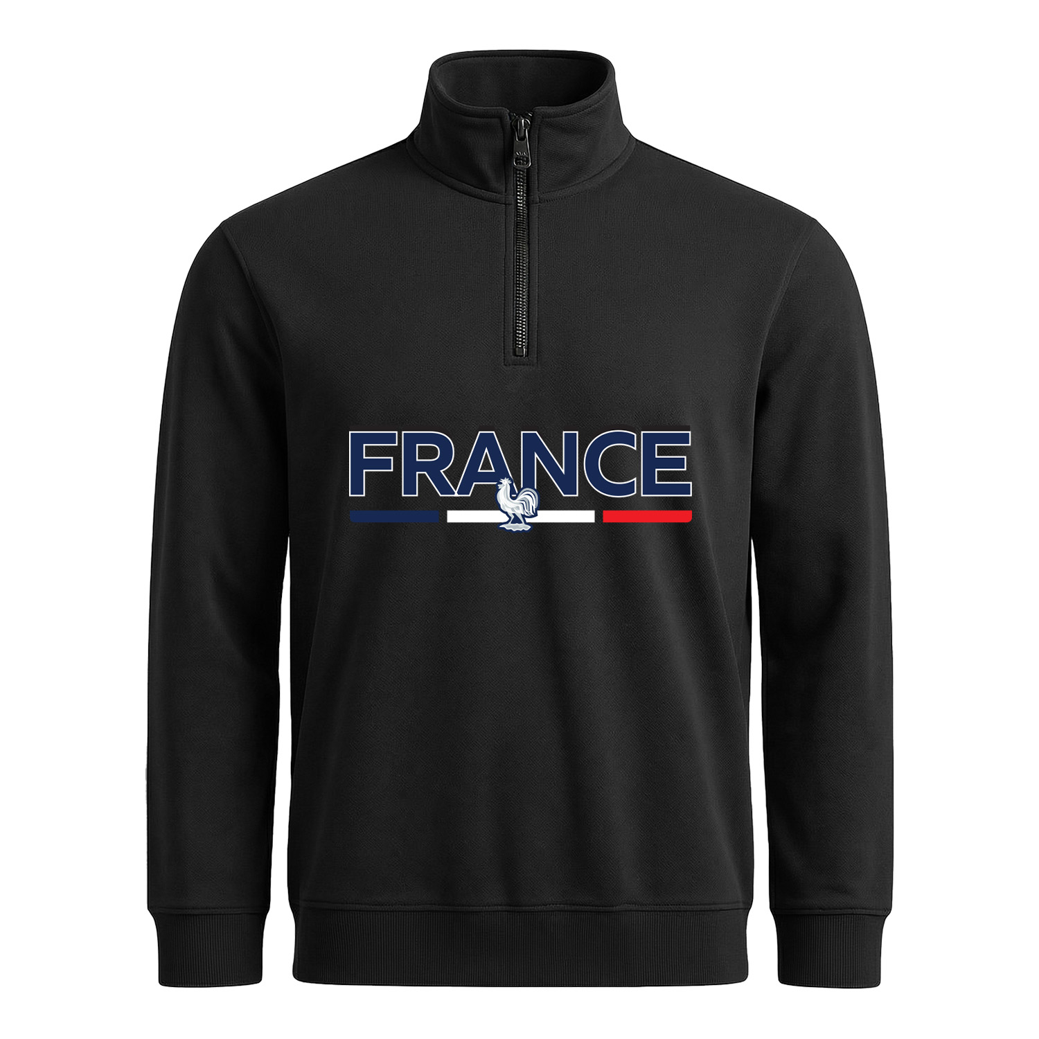 Fransa Yarım Fermuarlı Sweatshirt XXL - Siyah