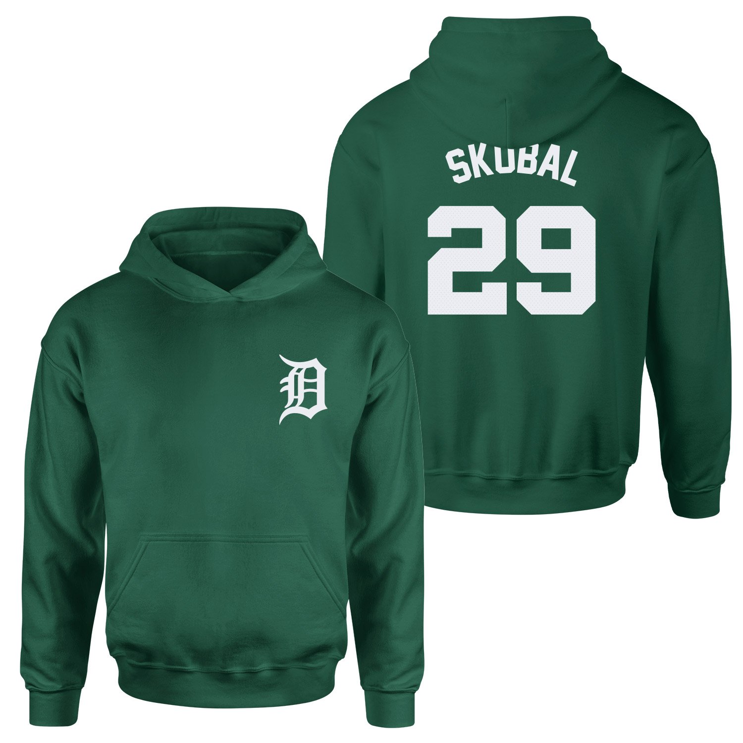 Tarik Skubal 29 Detroit Tigers Jersey Hoodie L - Nefti Yeşili