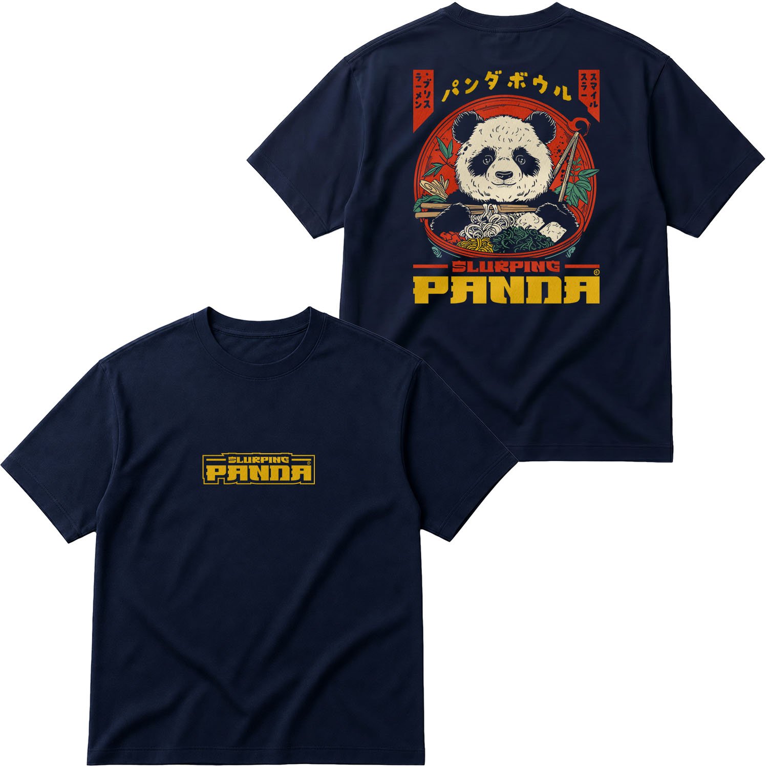 Slurping Panda Oversize Tişört S - İndigo Mavisi