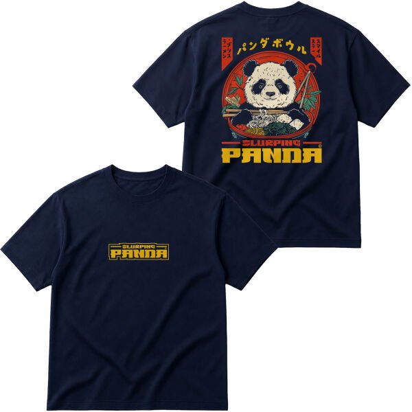Slurping Panda Oversize Tişört S - İndigo Mavisi