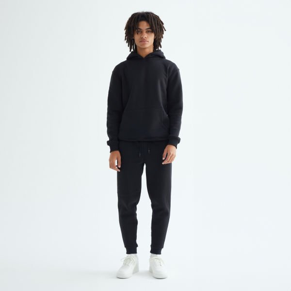Baskısız Düz Casual Hoodie XL - Siyah