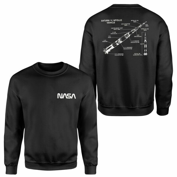 NASA Saturn V Diagram Sweatshirt S - Siyah