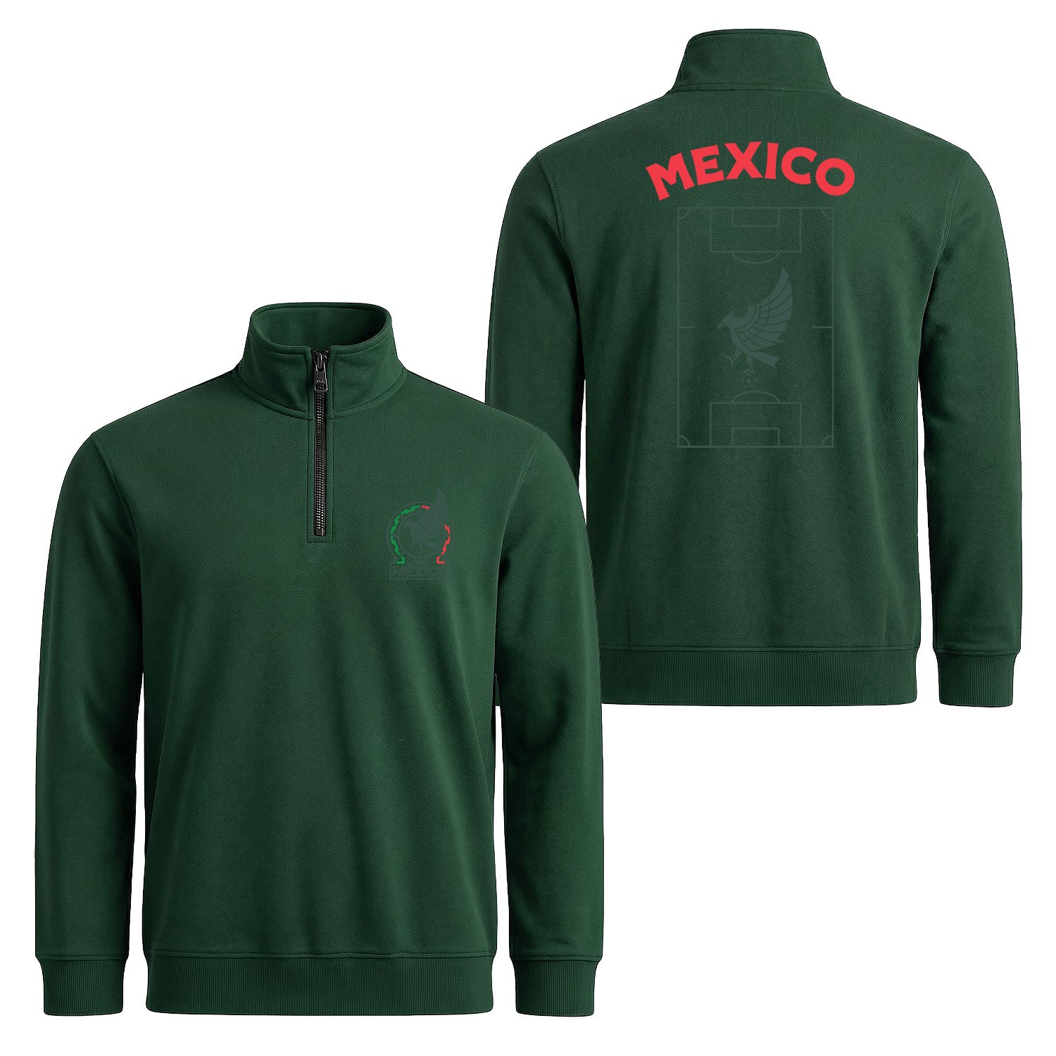 Meksika Dünya Kupası 2026 Yarım Fermuarlı Sweatshirt M - Nefti Yeşili