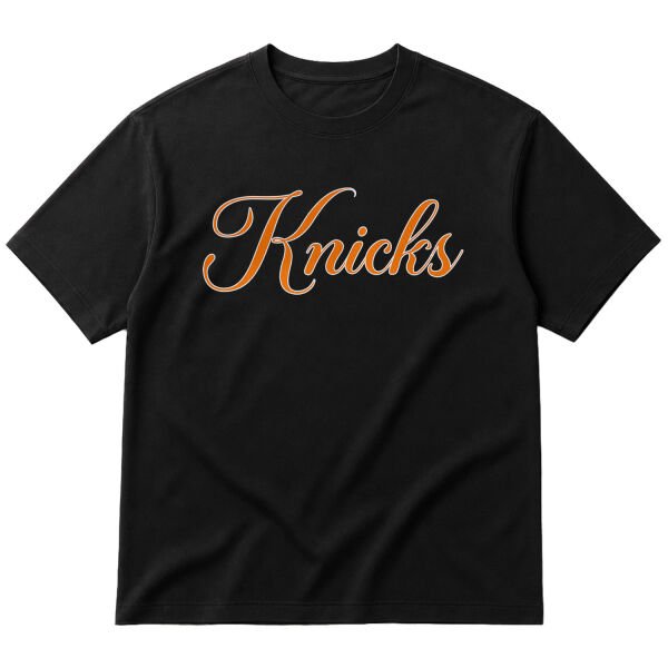 Knicks Cursive Oversize Tişört XL - Siyah
