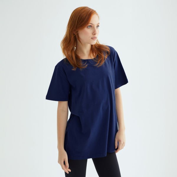 Baskısız Düz Casual Tişört XL - Lacivert