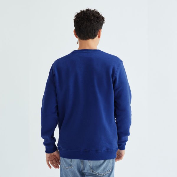 Baskısız Düz Casual Sweatshirt M - Lacivert