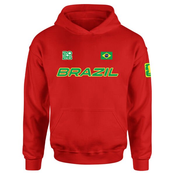 Brezilya 2026 Hoodie M - Kırmızı