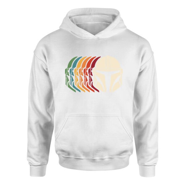 Mando Helmet Gradient Hoodie L - Beyaz