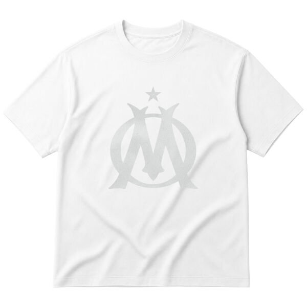 Olympique de Marseille Vainqueur Shield Oversize Tişört M - Beyaz
