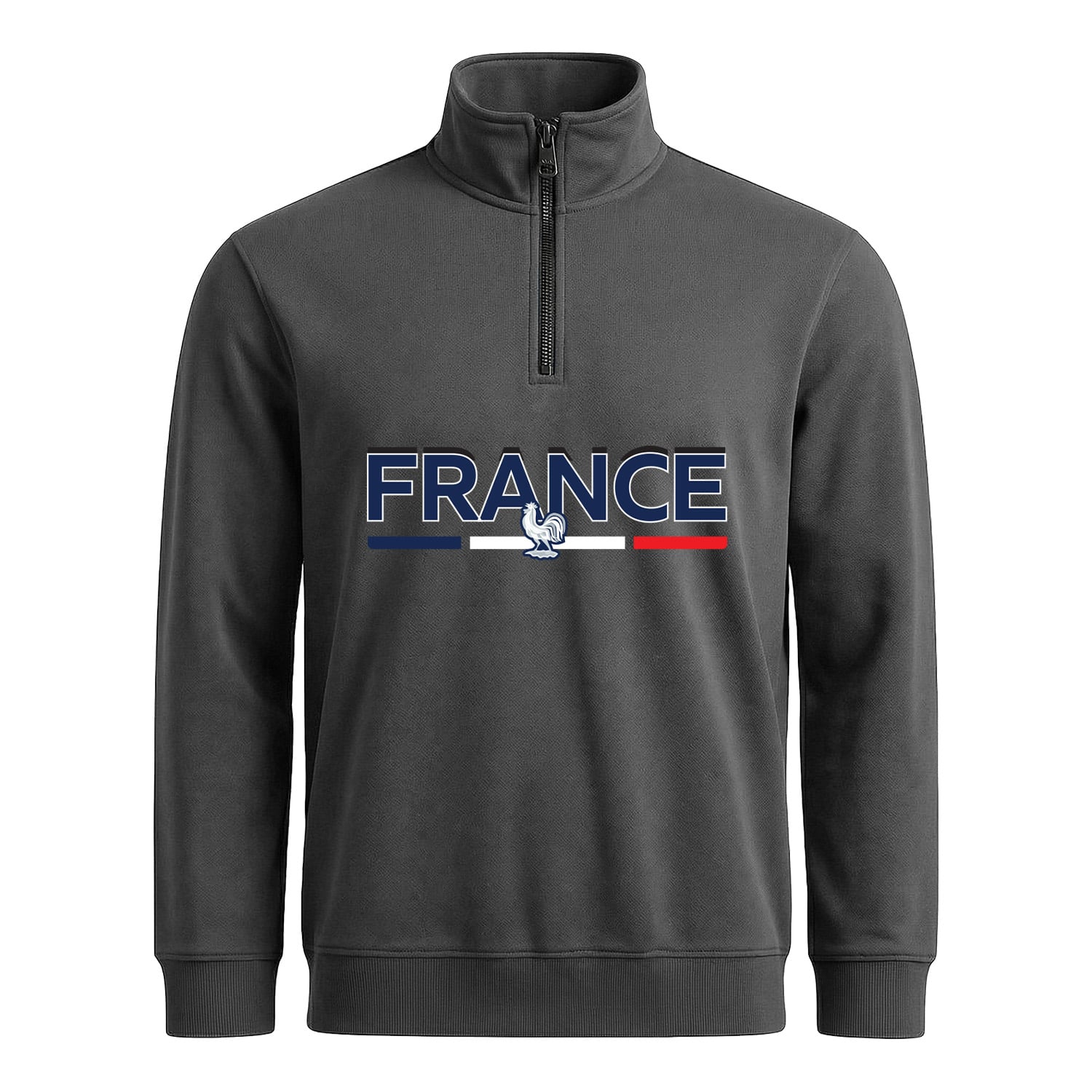 Fransa Yarım Fermuarlı Sweatshirt M - Füme