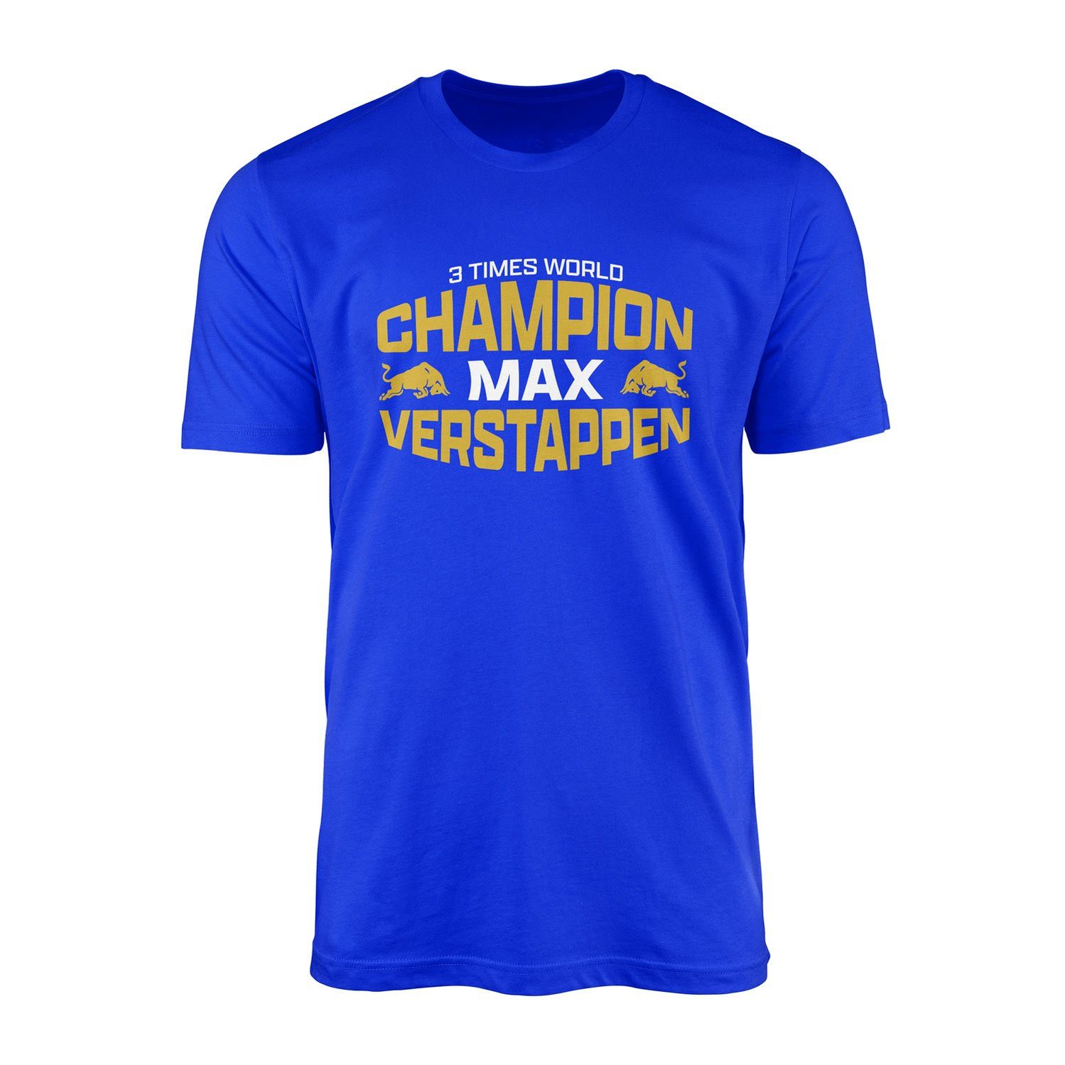 Max Verstappen 3 Times World Champion Tişört XL - Mavi