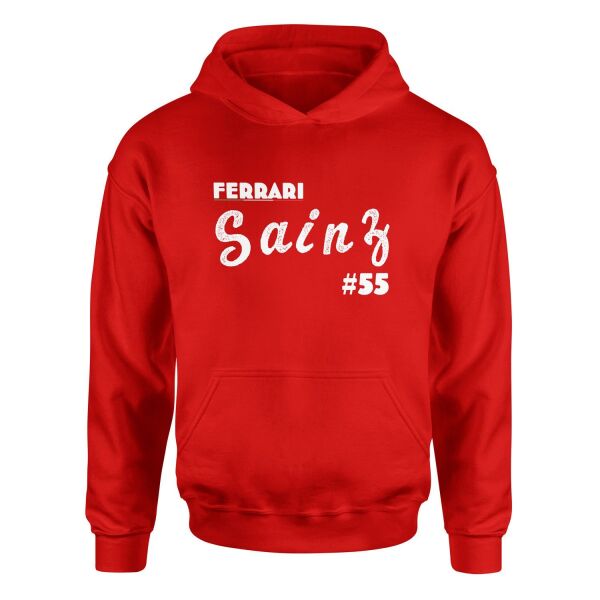 Carlos Sainz Cursive Illustration Hoodie S - Kırmızı