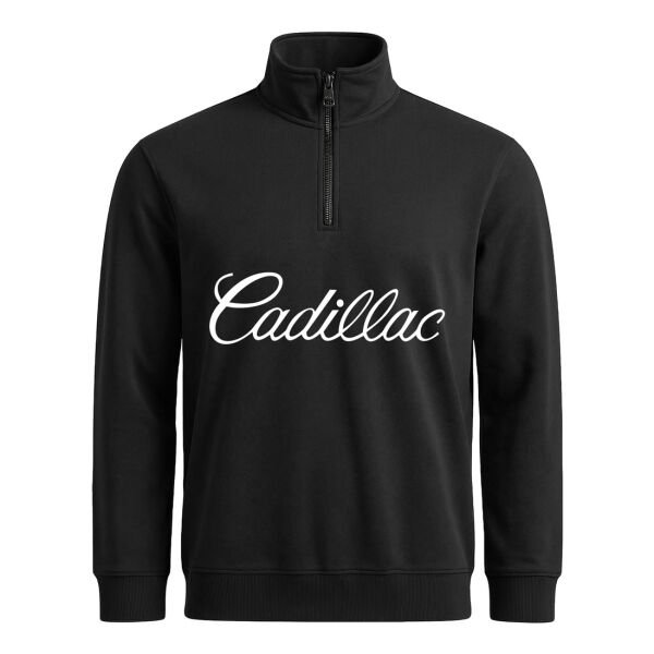 Cadillac Script Yarım Fermuarlı Sweatshirt S - Siyah