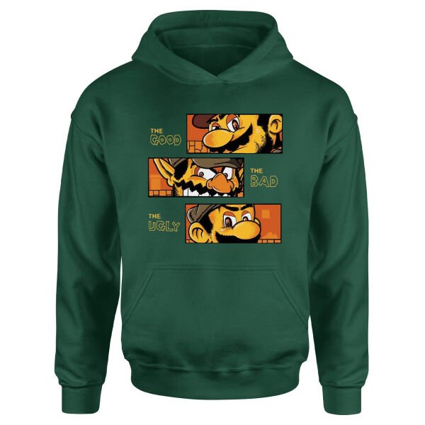 Mario Bros The Good, Bad & Ugly Hoodie S - Nefti Yeşili